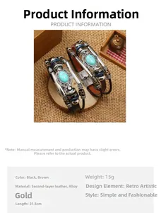 Detailansicht von Vintage-Lederarmbändern mit Türkissteinen und antiken Legierung Akzenten