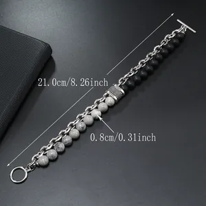Detailansicht der Herren-Perlenkette mit Tigerauge, T-Verschluss und 8mm Perlen