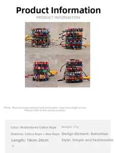 Détails des bracelets bohèmes tissés en coton aux motifs géométriques et ethniques