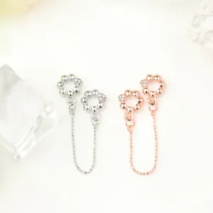 Elegante Blumenverbinder mit Strasssteinen in Silber und Roségold für Armbänder