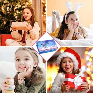 Set de pulseras de cristal DIY para niños con dijes coloridos en caja de regalo elegante