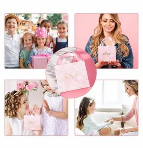 Pink marble gift bag with silk handles for children jewelry sets and small accessories