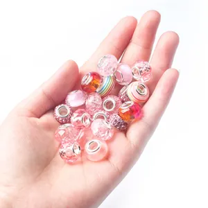 Pink cartoon DIY bead set for children bracelets with multifaceted crystal resin beads