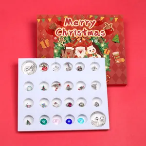 24-day Christmas advent calendar jewelry set with DIY bracelets and festive charms
