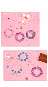 DIY colorful bead bracelet kit for kids including 0.7mm elastic cord and safety scissors