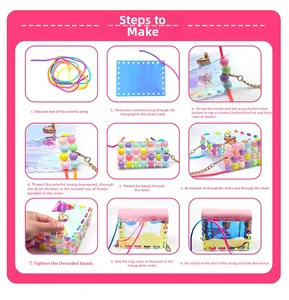 Guide d'assemblage étape par étape pour sac DIY avec perles colorées et chaîne