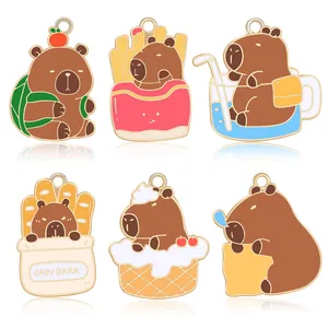 Cartoon Capibara Legering Emaille Charms Hangers Voor DIY Sieraden Maken Schattige Dierlijke Hanger Voor Sleutelhanger Tas Decoratie