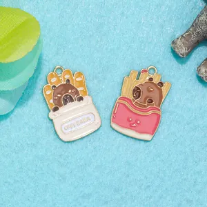 Schattige Capybara cartoon hangers van metaal voor het maken van DIY-sieraden