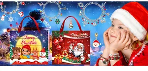 Christmas countdown calendar jewelry set with silver bracelets and holiday pendants