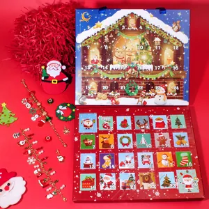 Kerst adventskalender sieradenset met 24-daagse geschenkdozen en DIY kerstbedeltjes