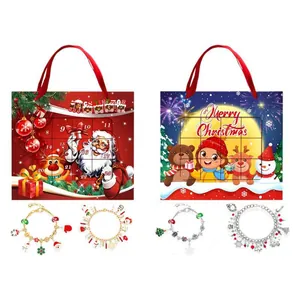 Christmas advent calendar bracelet set with 24-day countdown bags and festive charms