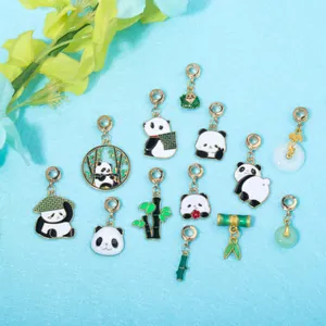 Charmes en Alliage d'Émail Panda Bambou Zongzi pour la Fabrication de Bijoux Bracelet Collier Accessoires de Perles DIY Cadeau Enfant