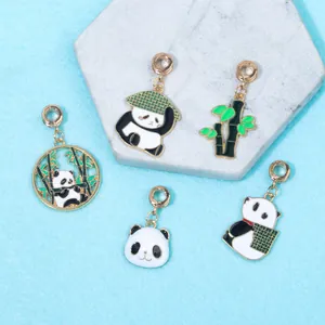 Ensemble de perles panda en émail pour bracelets avec motifs de bambou et breloques