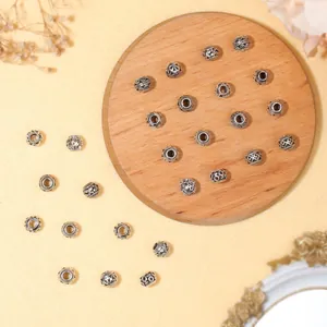 Retro silver hollow alloy large hole beads for DIY jewelry bracelets and necklaces