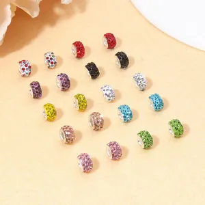 Set de 18 cuentas de cristal pavé de colores con agujero grande para pulseras