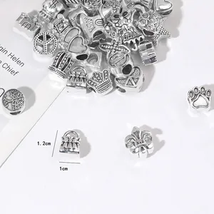 Pendentifs en alliage argent antique avec motifs couronne et cœur pour bijoux DIY