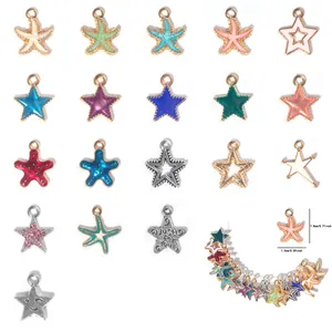 Breloques en Alliage Étoile de Mer Étoile Colorée pour Fabrication Bijoux DIY Pendentif Seul Sans Chaîne en Émail pour Collier Bracelet Femme Bijoux