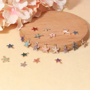 Pendentifs étoiles de mer colorés en alliage avec émail et paillettes pour bijoux DIY