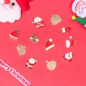 Mixed set of colorful enamel Christmas charms including Santa and tree for DIY jewelry