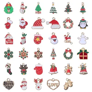 36-piece Christmas alloy enamel charms set with Santa Claus and festive holiday designs