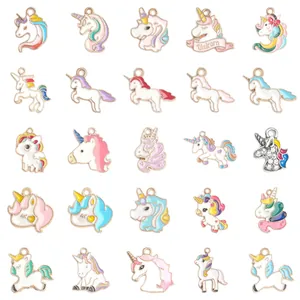 Lot de 25 pendentifs licorne colorés en alliage émaillé pour fabrication de bijoux
