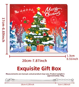 Caja de regalo calendario de Adviento de Navidad con set pulsera DIY para niños y medidas