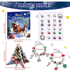 Detaillierter Weihnachts-Adventskalender mit 24 Schmuckstücken und Schneemann-Anhängern