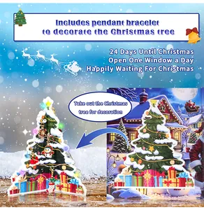 Weihnachts-Adventskalender mit 3D-Baum und DIY-Armband-Set für 24 Tage Countdown