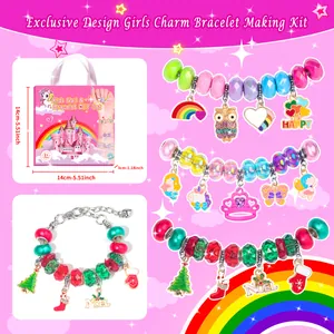 DIY kleurrijke kristallen kralen armbanden set voor meisjes met eenhoorn tasje