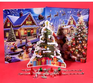 Weihnachts-Adventskalender mit Schmuck DIY-Armbändern und festlichen Anhängern