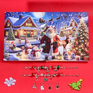 24-Tage Weihnachts Adventskalender Schmuckset mit DIY Armbändern und festlichen Perlen