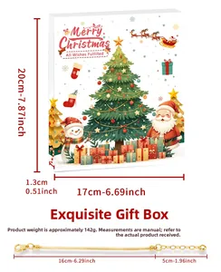 Christmas jewelry kit featuring a colorful festive gift box and a gold snake chain bracelet
