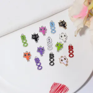 Macro de breloques chat d'Halloween et pendentifs BOO pour la création de bijoux
