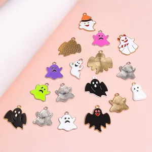 Pendentifs fantômes d'Halloween en alliage de diverses couleurs avec finitions émaillées