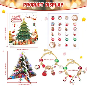 DIY Christmas charm bracelet advent calendar set with 24-day countdown jewelry gift box