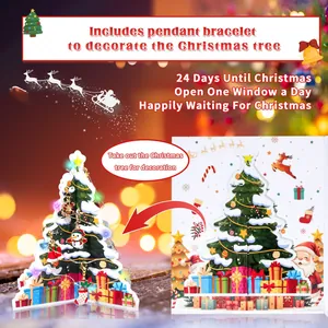 Rose gold Christmas Advent calendar DIY bracelet set with 3D tree and 24 charm pendants