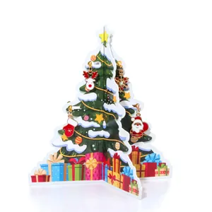 Kerstoorbellen set met Kerstman, rendier en sneeuwvlok op een kerstboom displaykaart