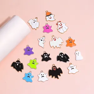 Collection de breloques fantômes colorées en émail pour la création de bijoux Halloween