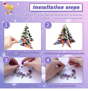 Guida DIY passo-passo per set di gioielli natalizi con perline viola e alberello