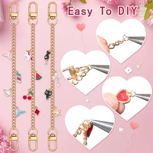 DIY-Set für goldene Schlüsselanhänger mit bunten Emaille-Anhängern für Schmuckkreationen