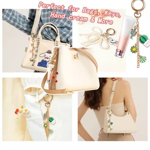 DIY colorful enamel charm bracelet making kit with golden keychain for bags and accessories