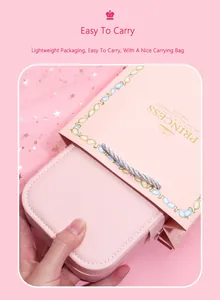 Pink jewelry storage box with matching Princess gift bag and crown logo handle