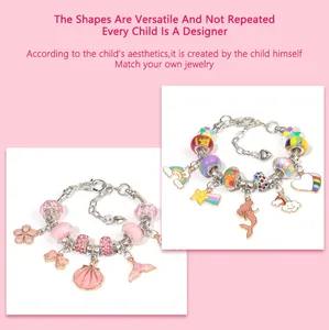 Detail of 134pcs DIY jewelry making kit with colorful beads and various metal charms