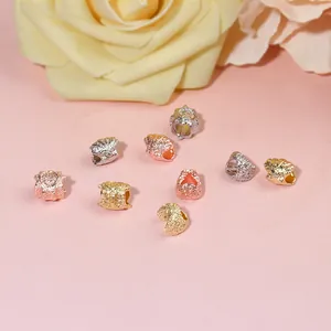 Cuentas de metal con textura irregular en oro, plata y oro rosa para bisutería DIY