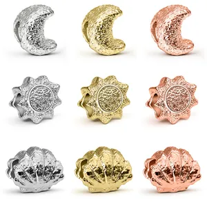 Abalorios de aleación con forma de estrella luna y concha en oro plata y oro rosa