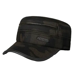 Winter camouflage cadet cap for men featuring fleece lining and ear protection flaps