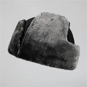 Bonnet aviateur d'hiver pour hommes avec doublure en fausse fourrure et protège-oreilles