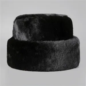 Toque d'hiver en fausse fourrure noire pour homme style russe classique et chaud