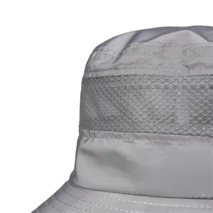 Outdoor sun protection bucket hat in light grey with breathable mesh panels