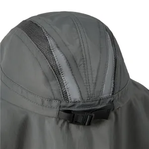 Outdoor sun protection fishing hat with breathable mesh and adjustable neck flap in grey